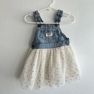 OshKosh B’gosh 12m overall dress with heart tulle bottom.